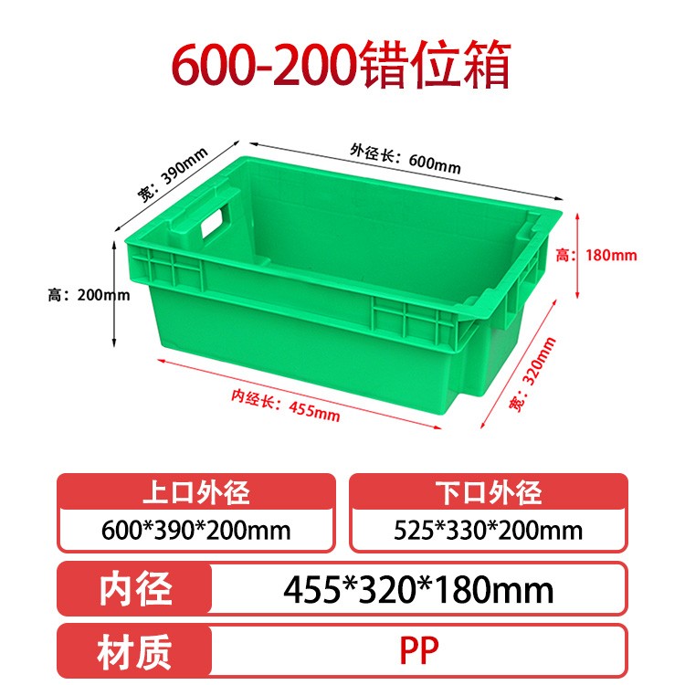 軒盛塑業(yè)600-200錯(cuò)位塑料物流箱